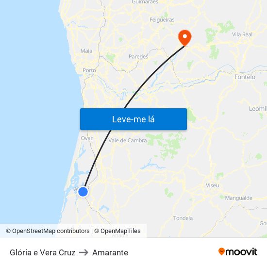 Glória e Vera Cruz to Amarante map
