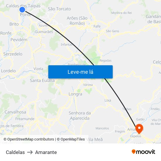 Caldelas to Amarante map