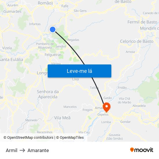 Armil to Amarante map