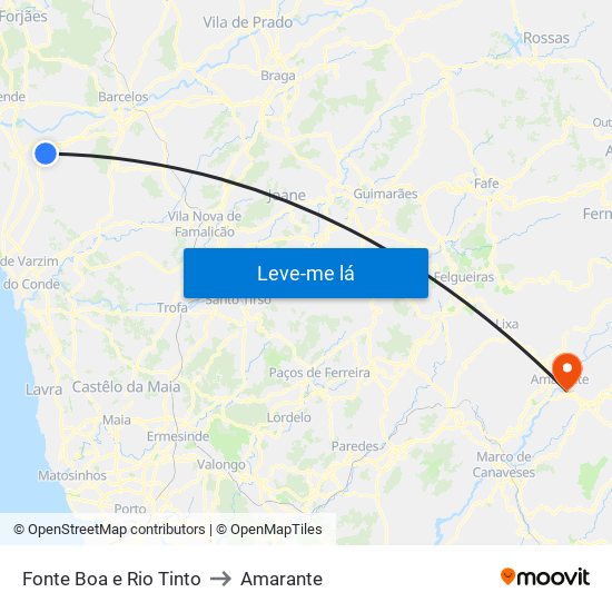 Fonte Boa e Rio Tinto to Amarante map