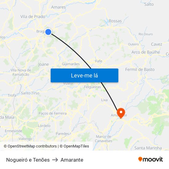 Nogueiró e Tenões to Amarante map