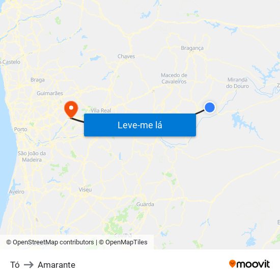 Tó to Amarante map