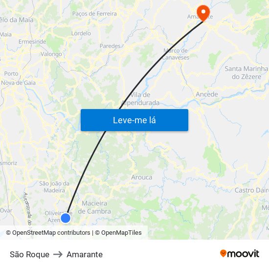 São Roque to Amarante map