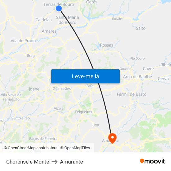 Chorense e Monte to Amarante map