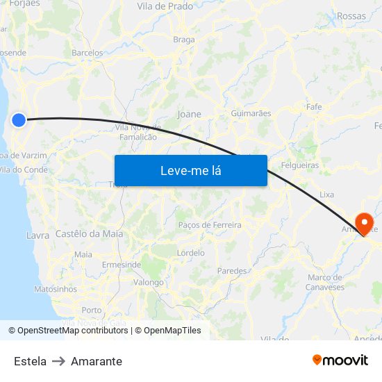 Estela to Amarante map
