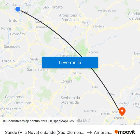 Sande (Vila Nova) e Sande (São Clemente) to Amarante map