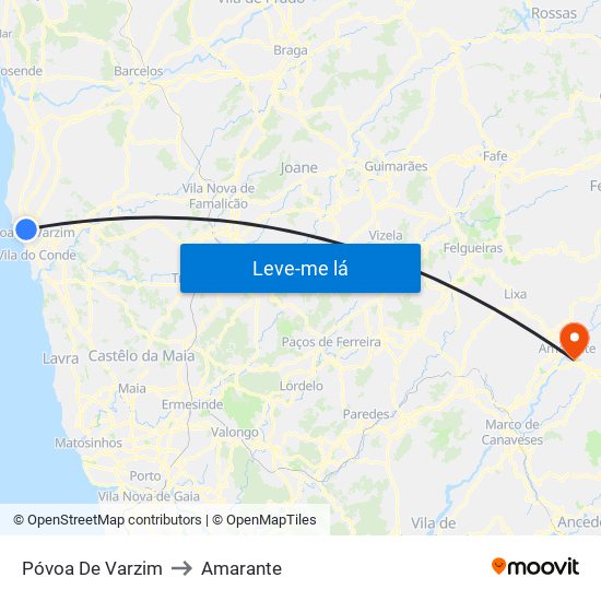 Póvoa De Varzim to Amarante map