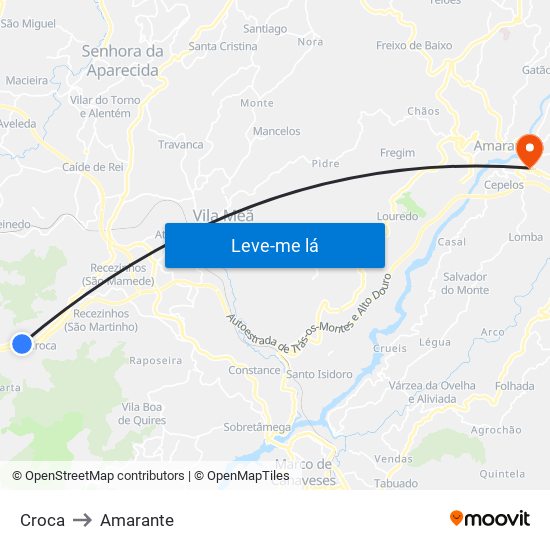 Croca to Amarante map