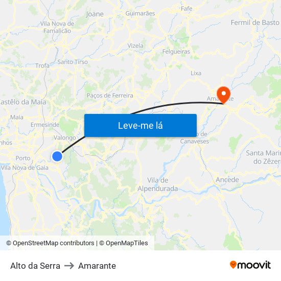 Alto da Serra to Amarante map
