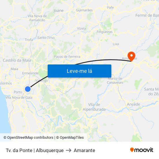 Tv. da Ponte | Albuquerque to Amarante map