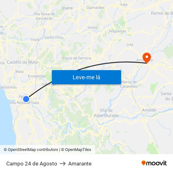 Campo 24 de Agosto to Amarante map