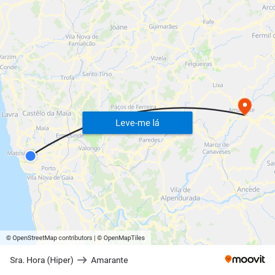 Sra. Hora (Hiper) to Amarante map