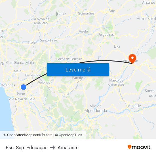 Esc. Sup. Educação to Amarante map