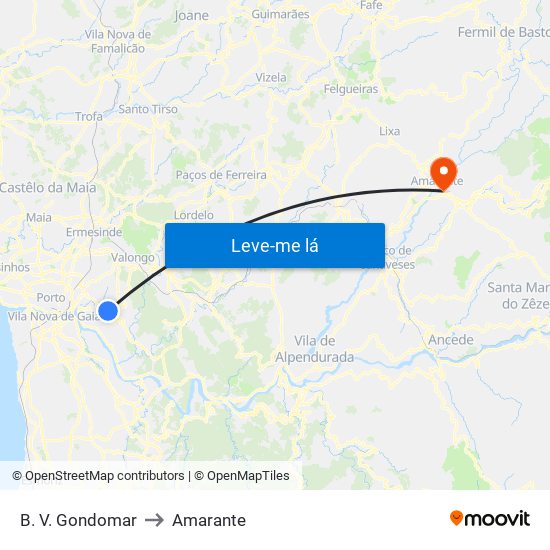 B. V. Gondomar to Amarante map