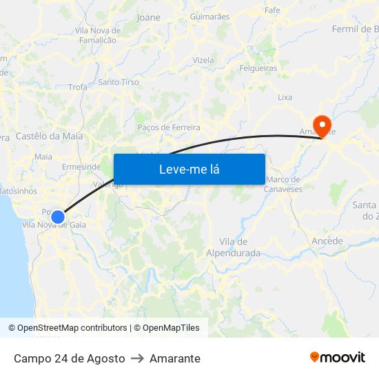 Campo 24 de Agosto to Amarante map