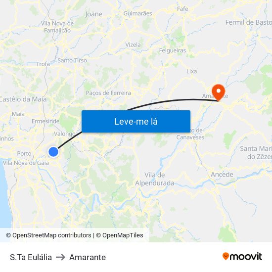 S.Ta Eulália to Amarante map