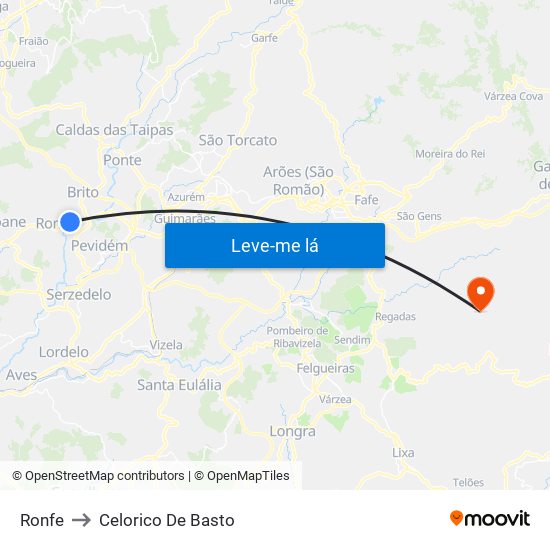 Ronfe to Celorico De Basto map