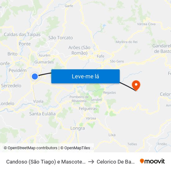 Candoso (São Tiago) e Mascotelos to Celorico De Basto map