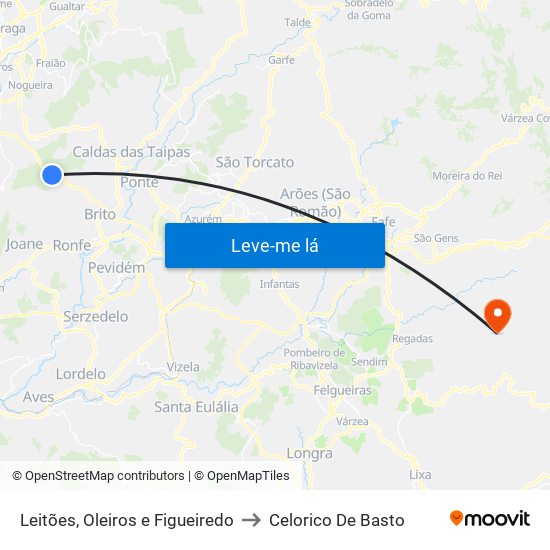 Leitões, Oleiros e Figueiredo to Celorico De Basto map