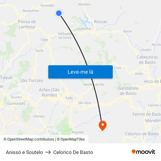 Anissó e Soutelo to Celorico De Basto map