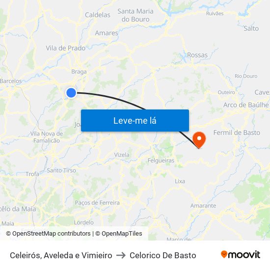 Celeirós, Aveleda e Vimieiro to Celorico De Basto map