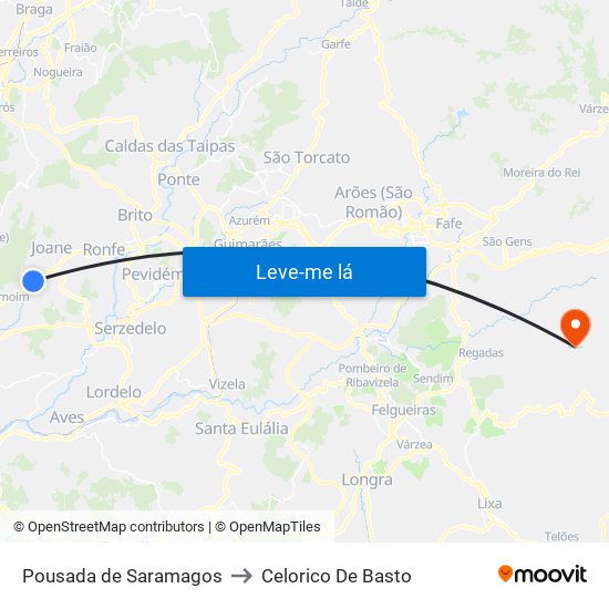 Pousada de Saramagos to Celorico De Basto map