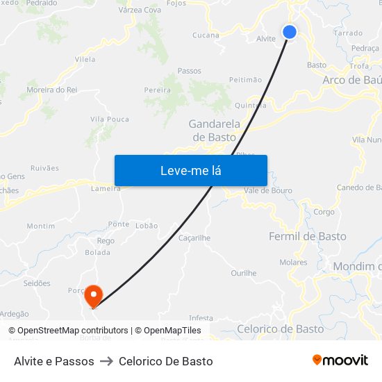Alvite e Passos to Celorico De Basto map