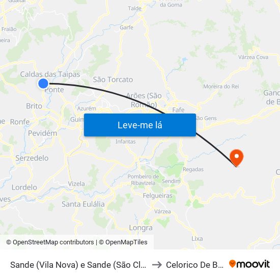 Sande (Vila Nova) e Sande (São Clemente) to Celorico De Basto map