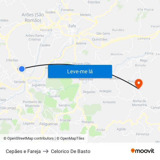 Cepães e Fareja to Celorico De Basto map