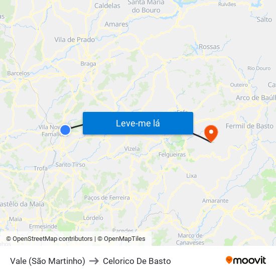 Vale (São Martinho) to Celorico De Basto map