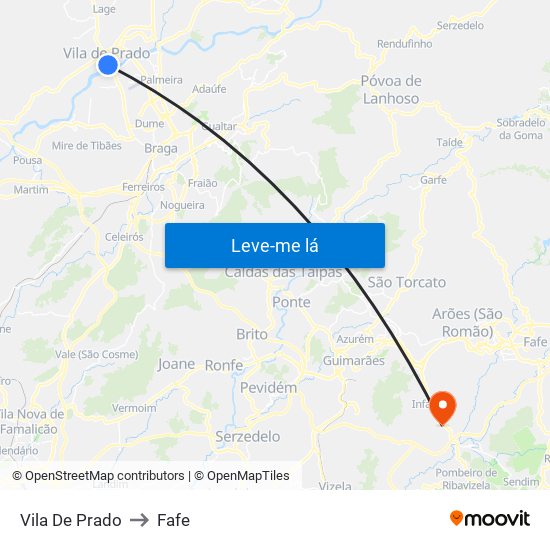 Vila De Prado to Fafe map
