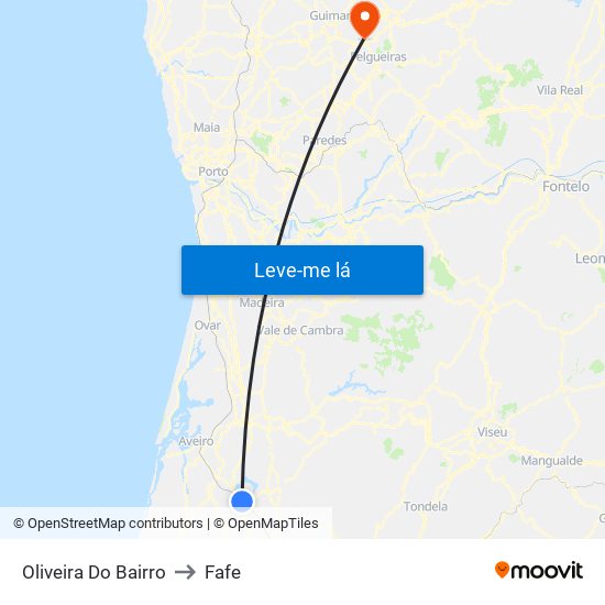 Oliveira Do Bairro to Fafe map