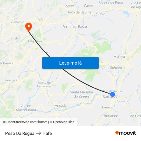Peso Da Régua to Fafe map
