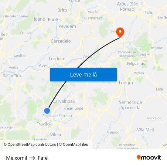 Meixomil to Fafe map