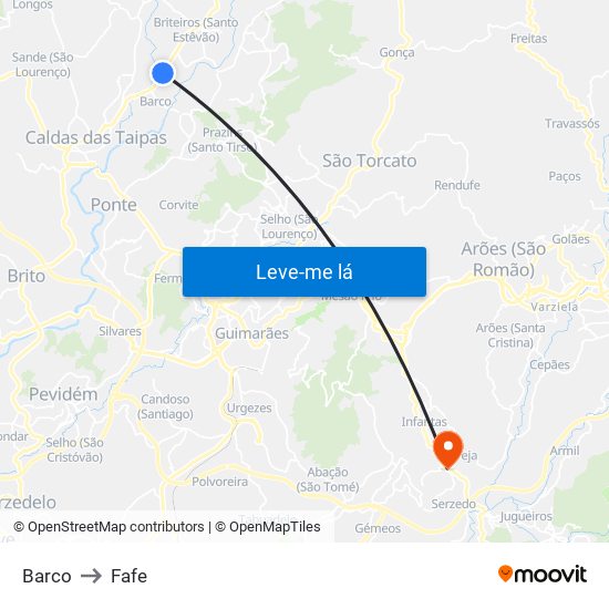 Barco to Fafe map