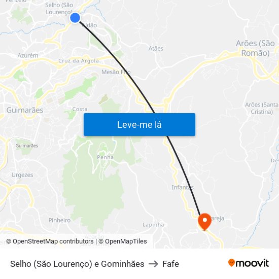 Selho (São Lourenço) e Gominhães to Fafe map