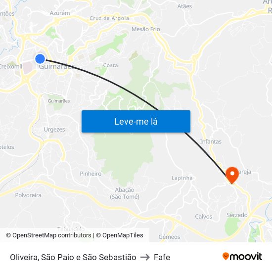 Oliveira, São Paio e São Sebastião to Fafe map