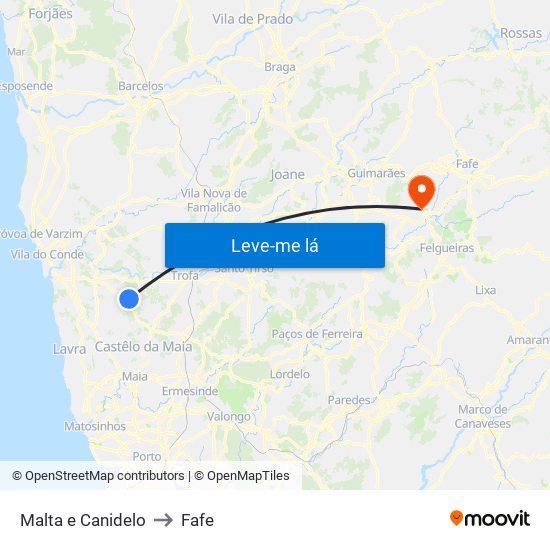 Malta e Canidelo to Fafe map