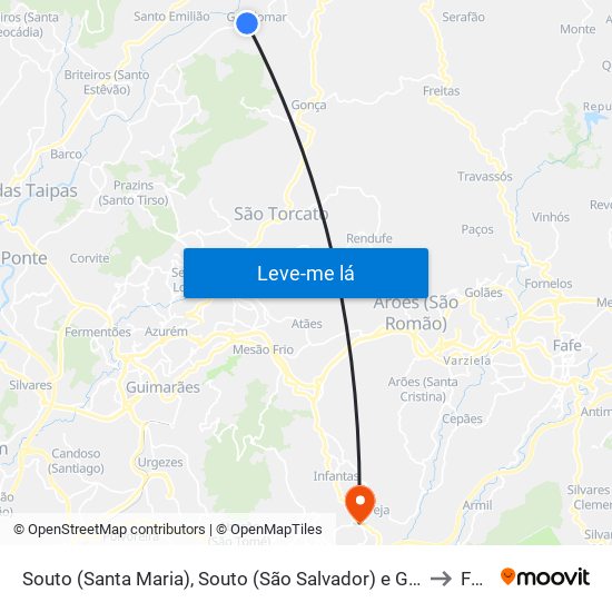 Souto (Santa Maria), Souto (São Salvador) e Gondomar to Fafe map