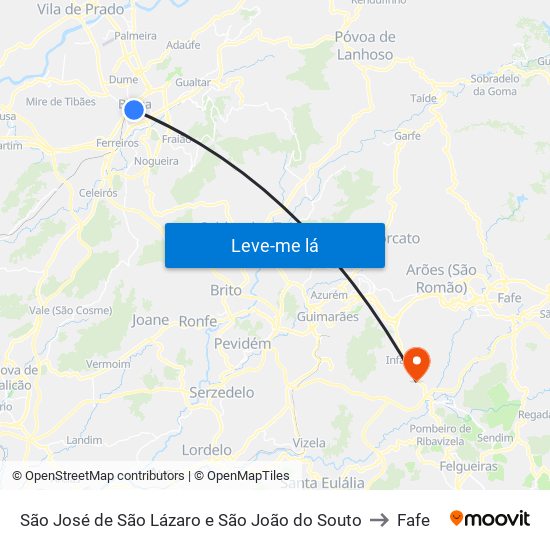 São José de São Lázaro e São João do Souto to Fafe map