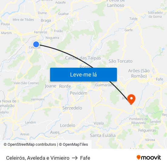 Celeirós, Aveleda e Vimieiro to Fafe map