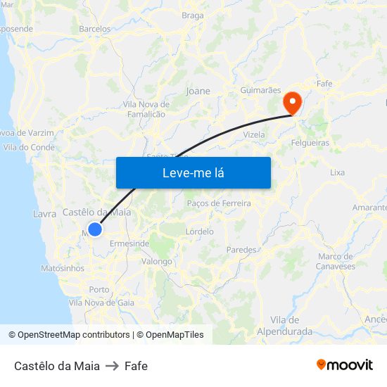 Castêlo da Maia to Fafe map
