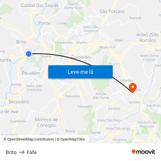 Brito to Fafe map