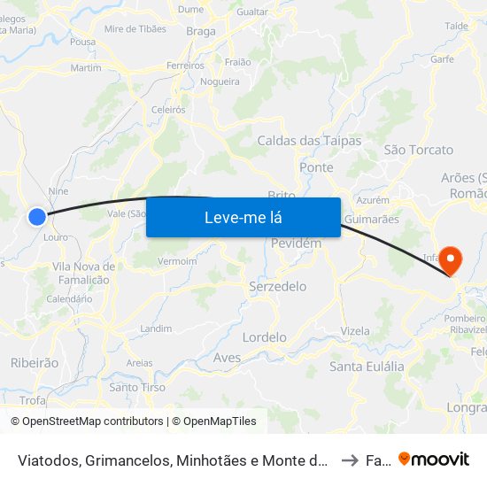 Viatodos, Grimancelos, Minhotães e Monte de Fralães to Fafe map