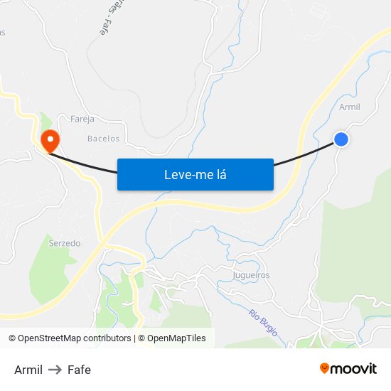 Armil to Fafe map