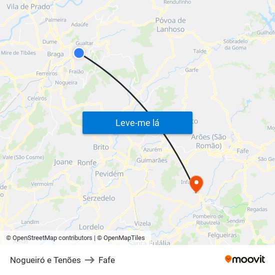 Nogueiró e Tenões to Fafe map