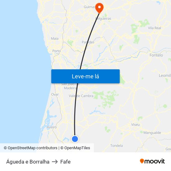 Águeda e Borralha to Fafe map