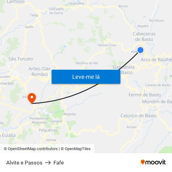 Alvite e Passos to Fafe map
