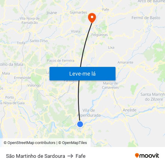São Martinho de Sardoura to Fafe map