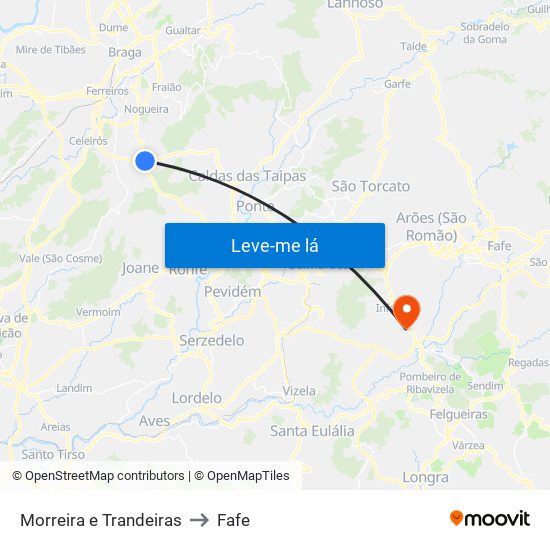 Morreira e Trandeiras to Fafe map